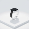 Italian Design Pure Chandi Black Aqeeq Ring for Men